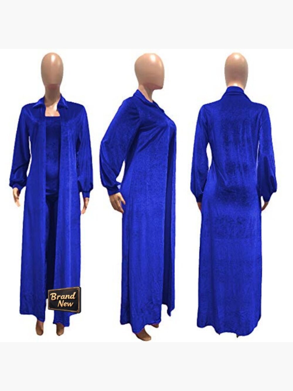 Velvet Long Sleeve Cardigan Tube Top Jumpsuit Set Party Clubwear - Picture 4 of 4